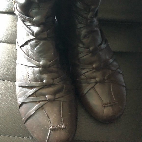 B2 Brown leather moto boots size 7 - Picture 2 of 4